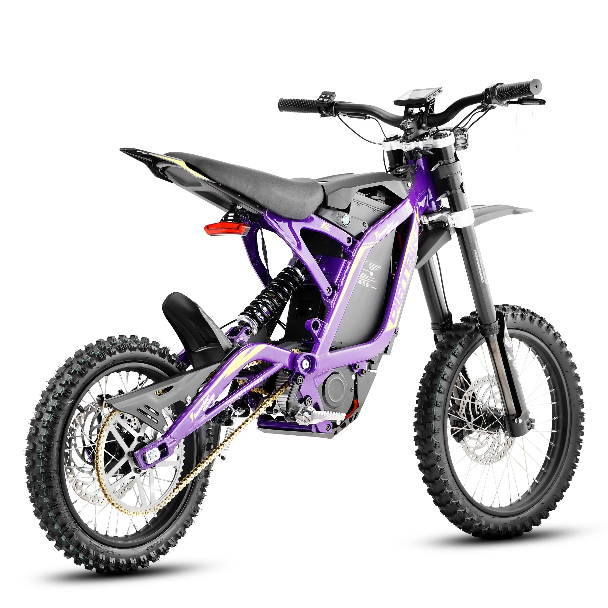 Rear side full body photo TE durable offroad electric dirt bike